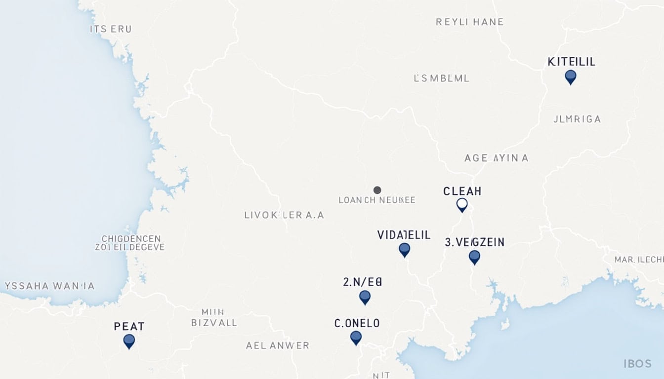 Carte de la région de Virazeil avec localisation des installateurs de monte-escalier