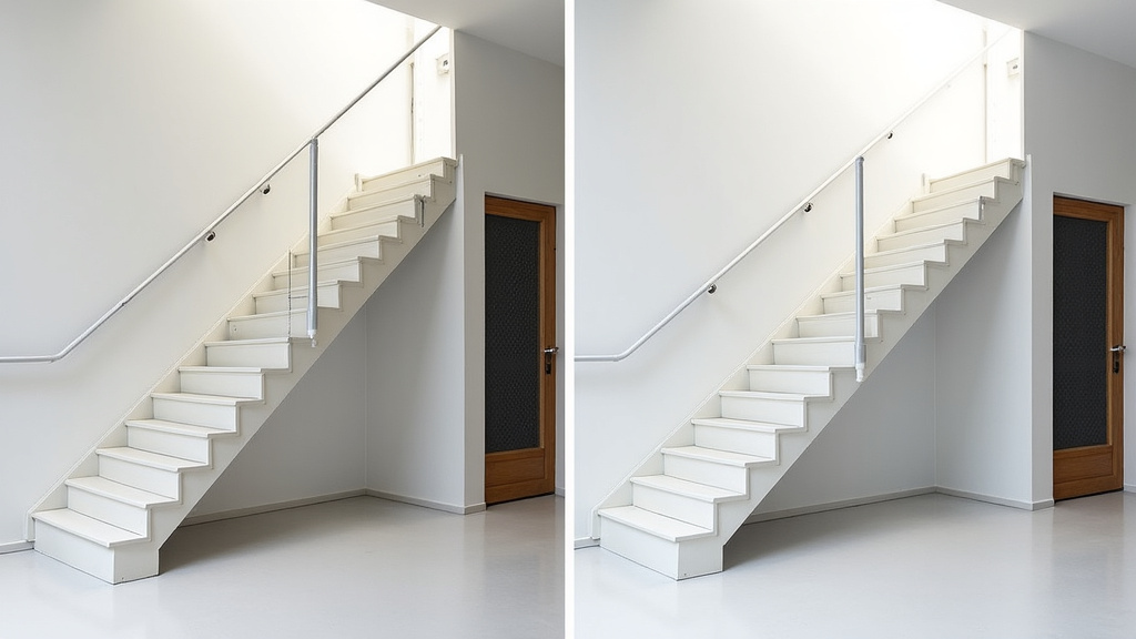 Comparaison avant-après de l’installation d’un monte-escalier tournant à Labergement-lès-Seurre