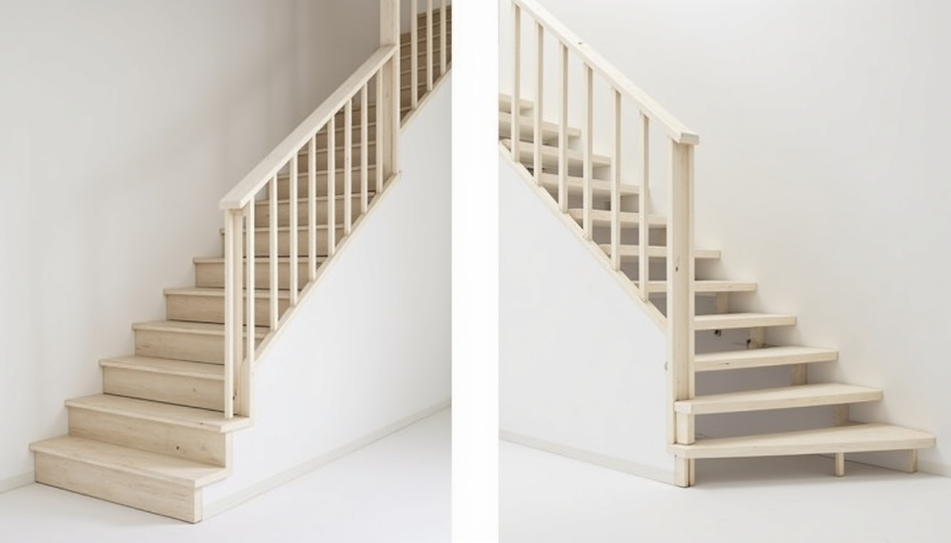 Comparaison entre un monte-escalier droit et un modèle tournant installé dans une maison à Laurac-en-Vivarais