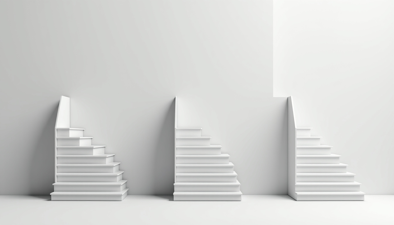 Comparaison visuelle des différents types de monte-escaliers: droit, tournant et colimaçon