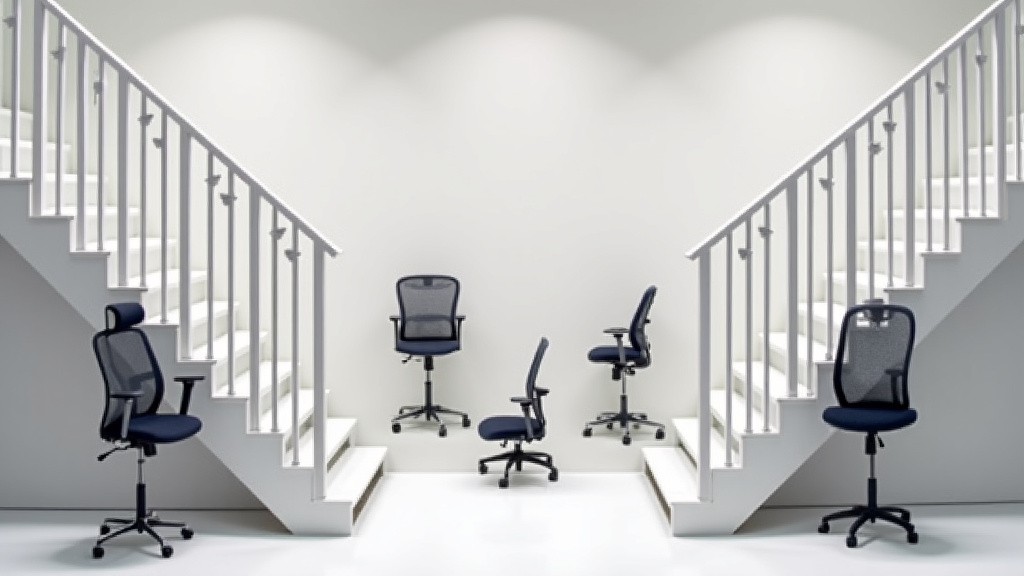 Différents modèles de monte-escaliers exposés dans un showroom, avec des sièges ergonomiques et des rails sur mesure