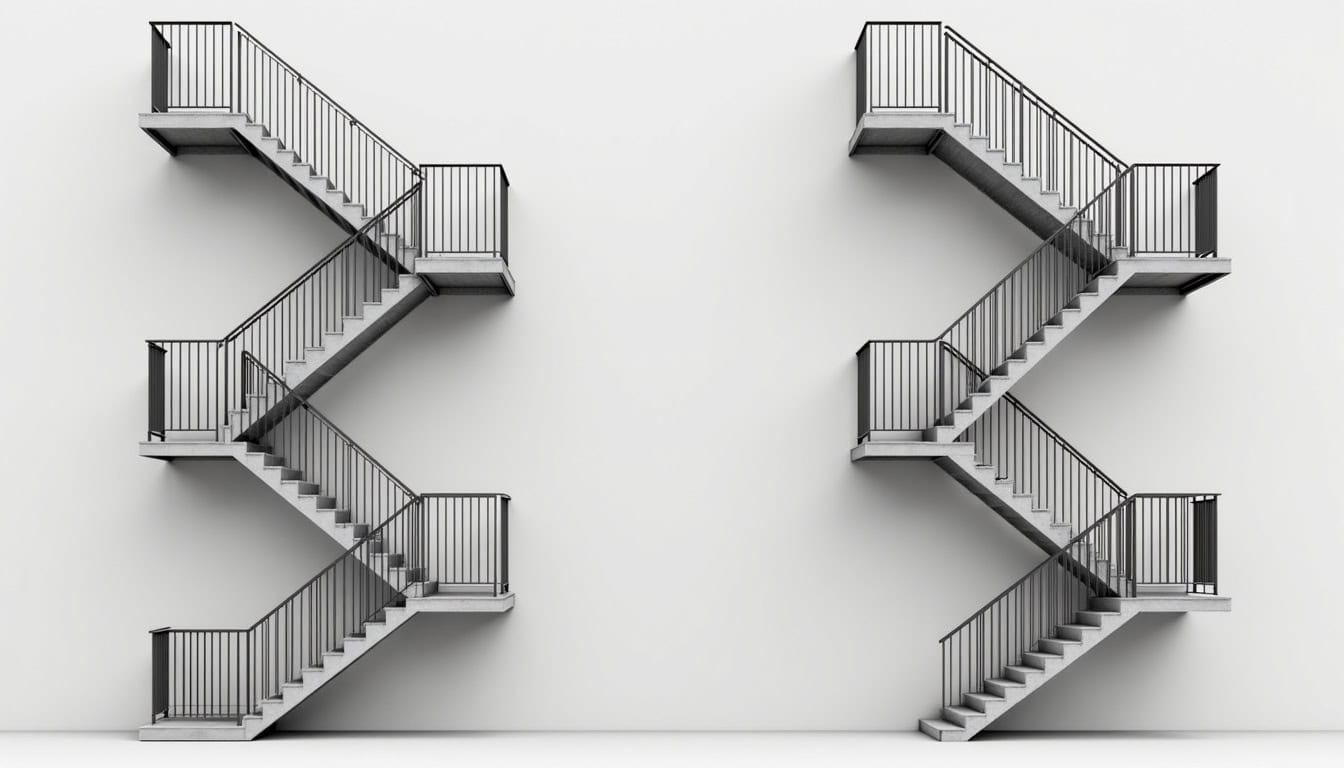 Différents modèles de monte-escaliers installés à Phalsbourg, montrant les versions droite, tournante et extérieure