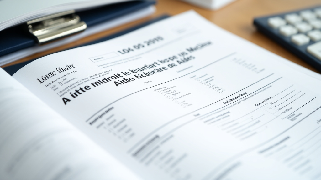 Dossier administratif ouvert sur une table, avec des documents concernant les aides financières pour un monte escalier à Feuchy.