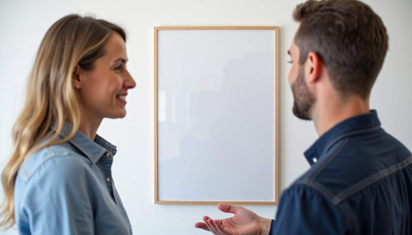 Échange entre un résident de Barcelonnette et un installateur lors d