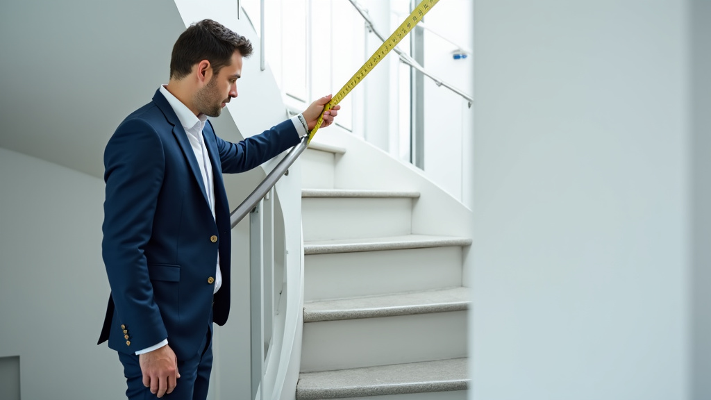 Expert en train de mesurer un escalier lors d