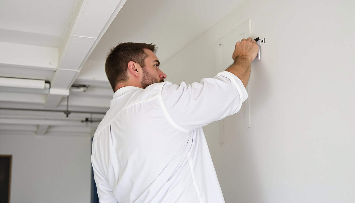 Expert en train de mesurer un escalier pour une installation personnalisée à Vals-les-Bains