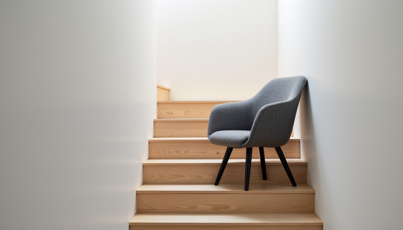 Fauteuil monte-escalier installé dans un escalier en colimaçon, bien intégré à l