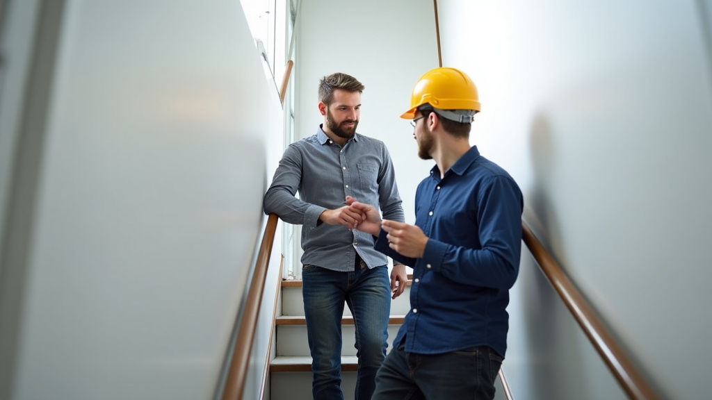 Installateur de monte-escalier en train de discuter avec un client à Montois-la-Montagne