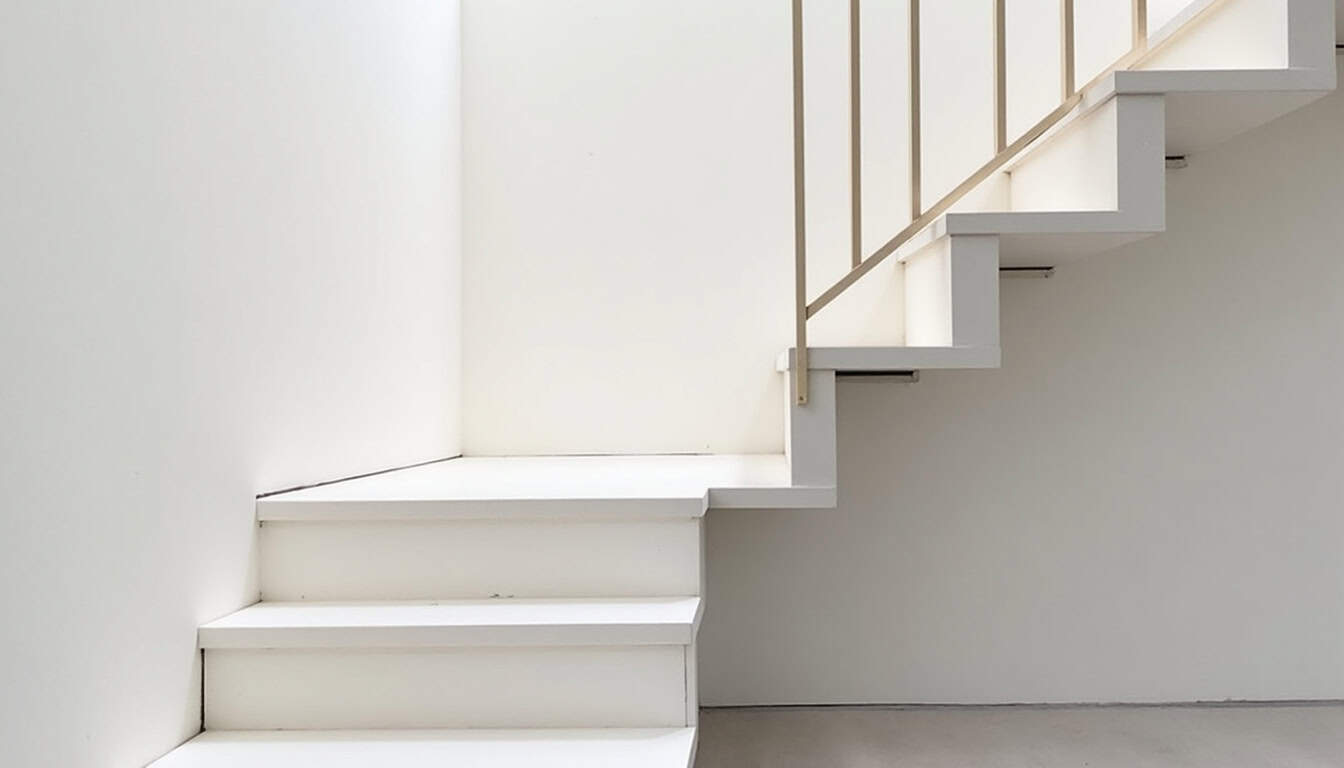 Installation d’un monte-escalier dans une résidence, vue d’ensemble de l’appareil en cours de pose