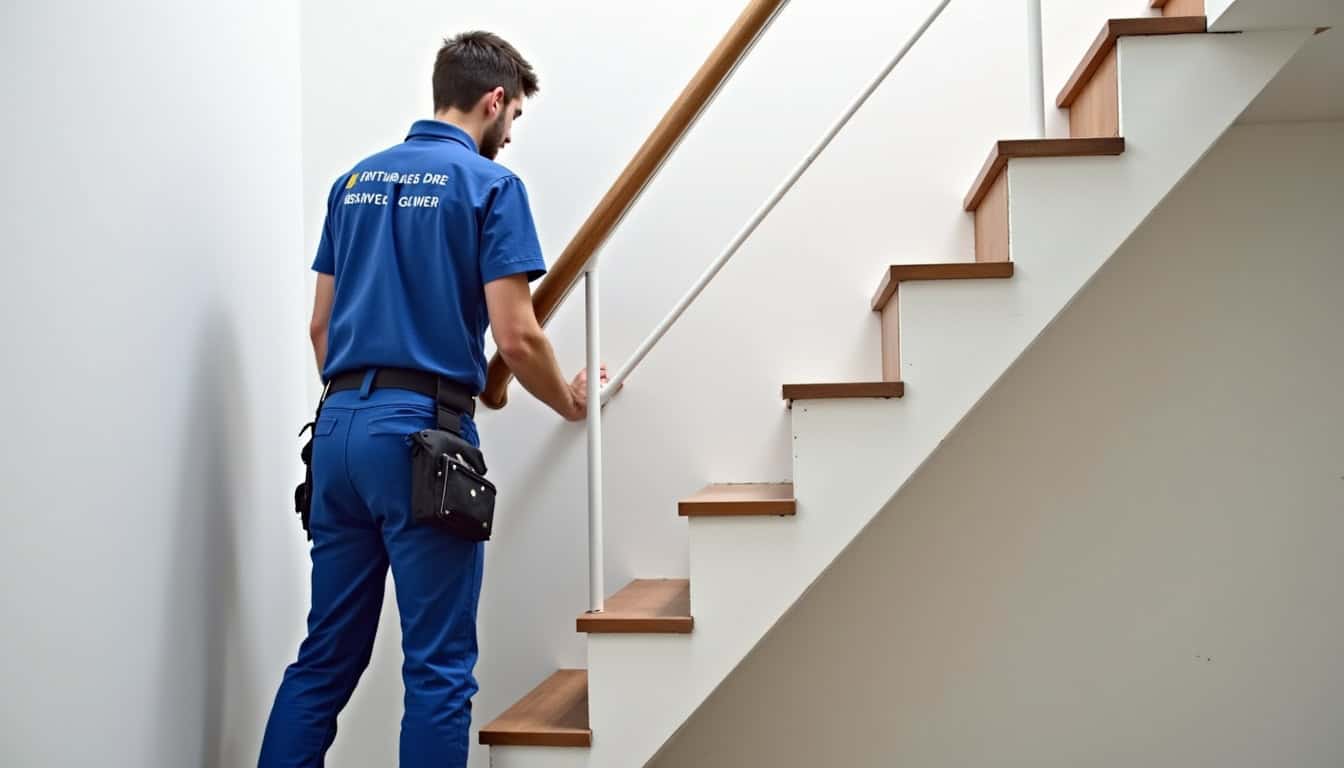 Installation d’un monte-escalier par un technicien dans une habitation à Essey-lès-Nancy