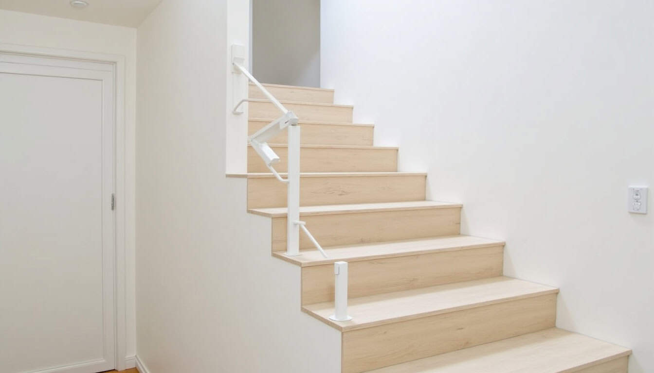 Installation d’un monte-escalier sur un escalier droit dans une maison à Grand Bourgtheroulde