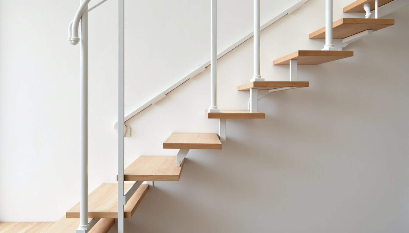 Installation d’un monte-escalier tournant dans une maison à Vals-les-Bains, avec rail sur mesure épousant parfaitement la courbe de l’escalier