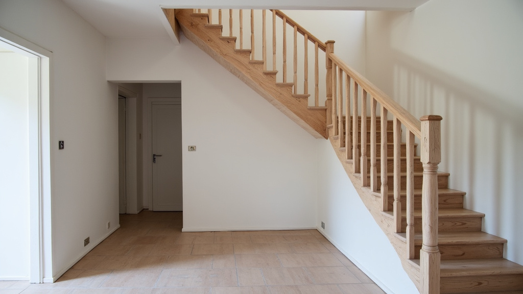Installation d’un monte-escalier tournant dans une maison ancienne de Saint-Julien-Chapteuil, montrant l’ajustement du rail aux marches en colimaçon