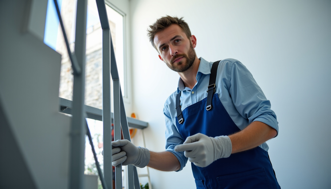 Intervention d’un technicien lors de l’installation d’un monte-escalier à Cagnac-les-Mines