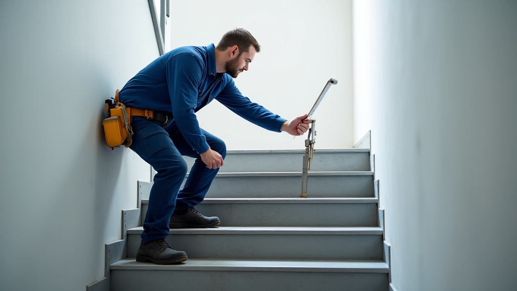 Intervention d’un technicien qualifié lors de l’installation d’un monte-escalier à Lée