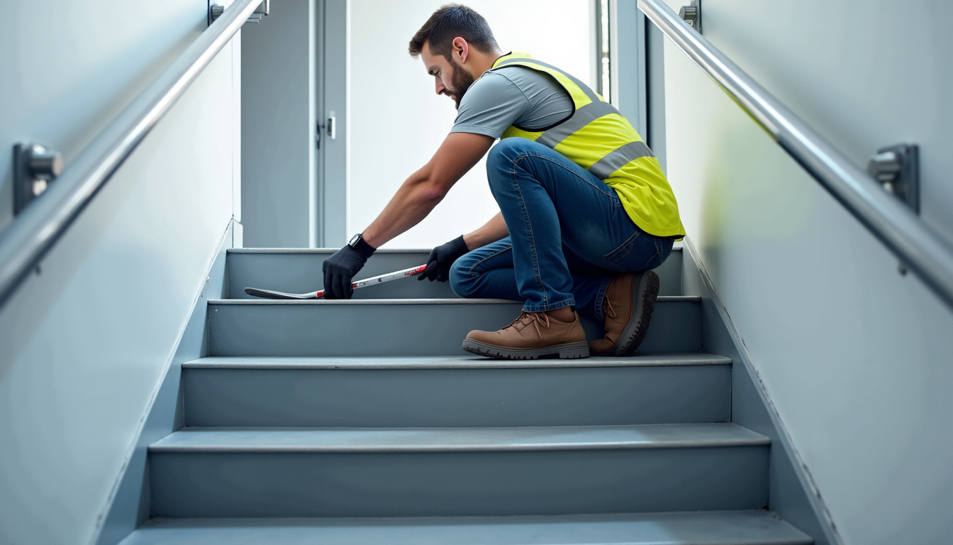 Maintenance d’un monte-escalier par un technicien à Louvroil