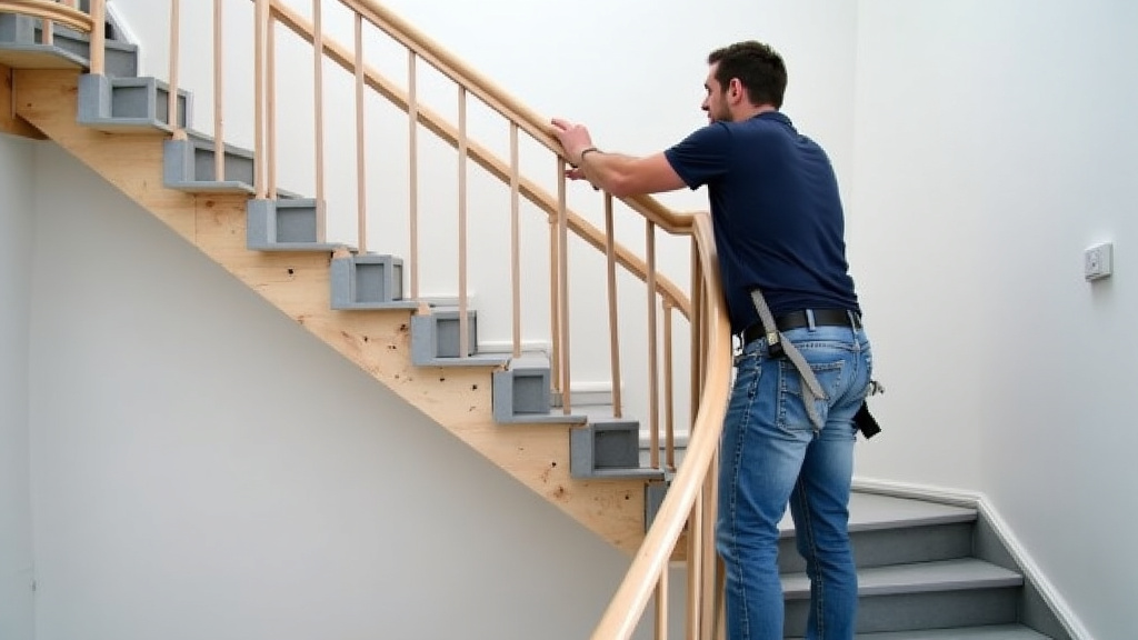 Montage d’un rail courbe pour monte-escalier tournant à Marquise