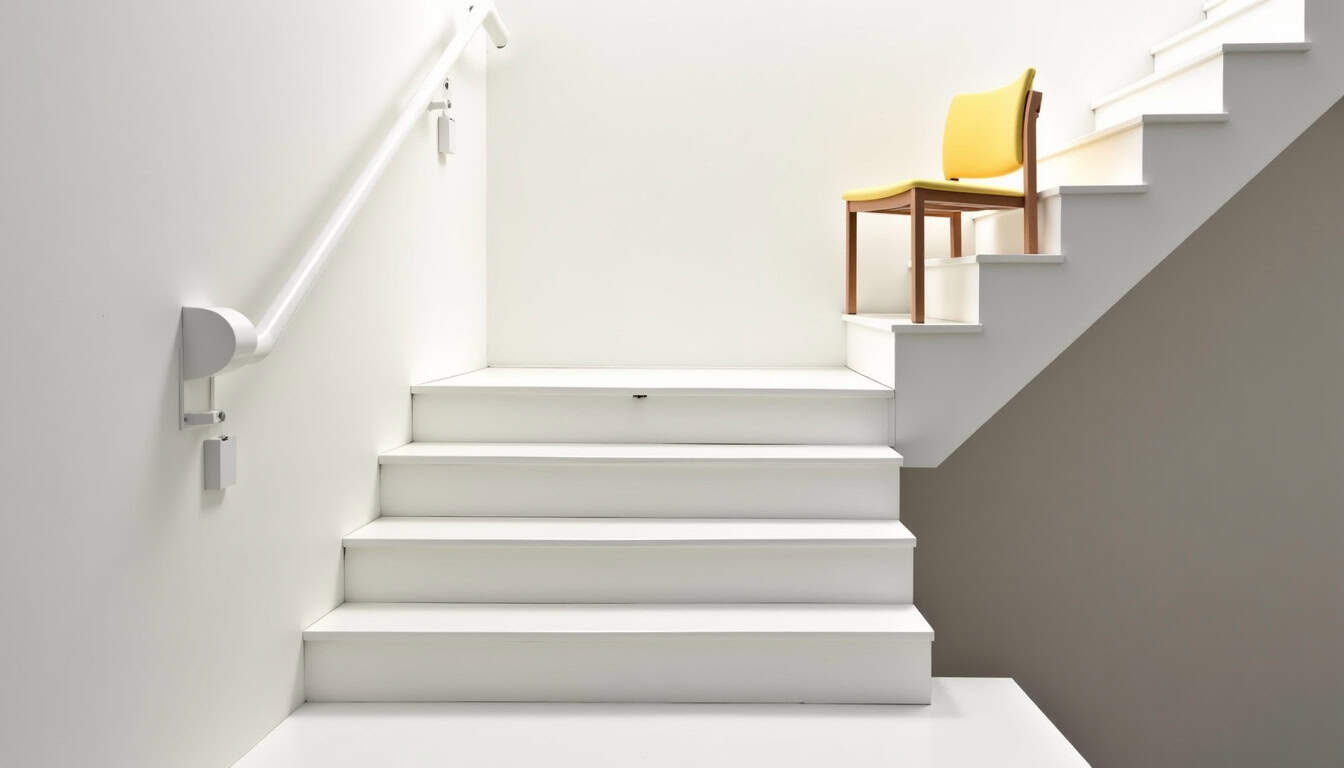 Monte-escalier avec siège installé dans une maison à Llupia