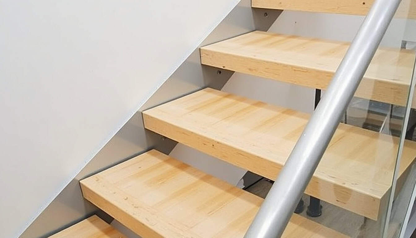 Monte-escalier courbe installé sur un escalier tournant en bois à Saint-Julien-en-Genevois, avec siège pivotant et rail en aluminium