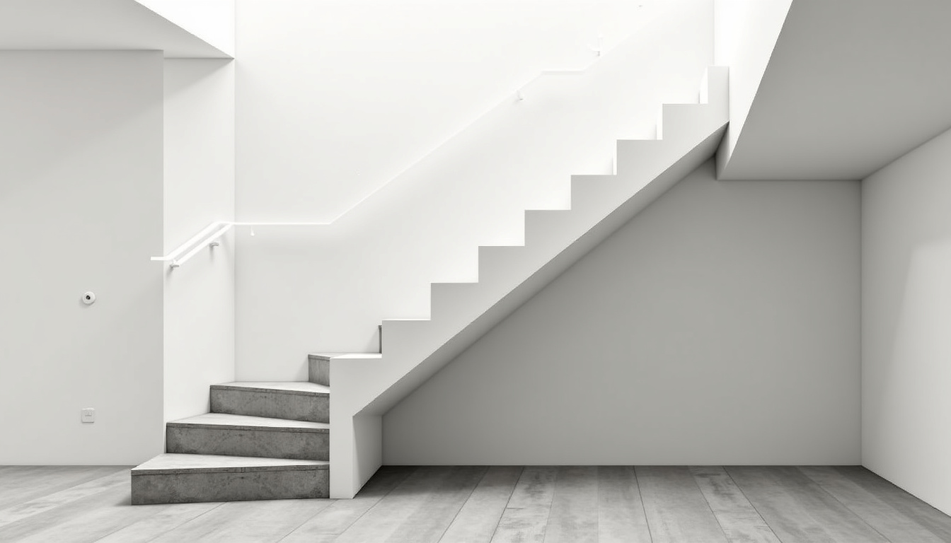 Monte-escalier droit installé dans une maison à Habsheim, vu en contre-plongée