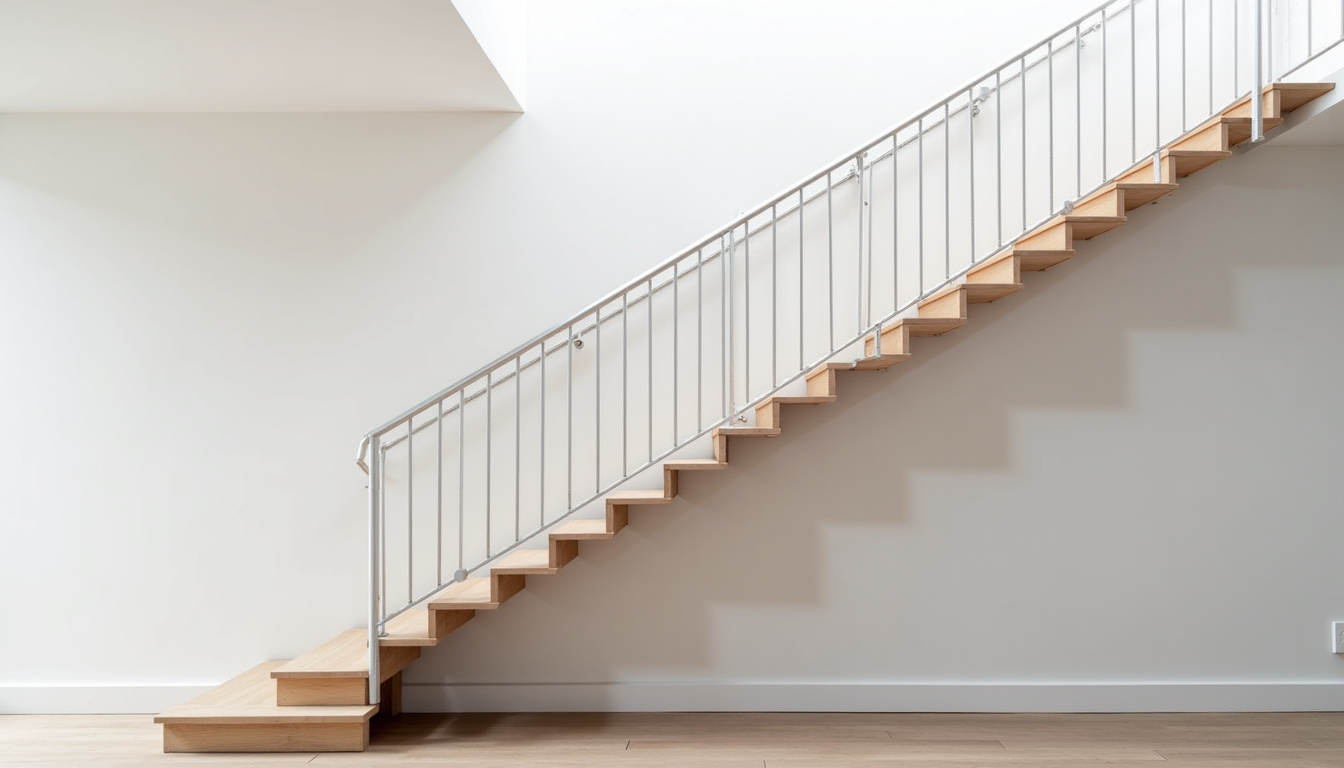 Monte-escalier droit installé dans une maison à Rouans, avec rail rectiligne le long des marches