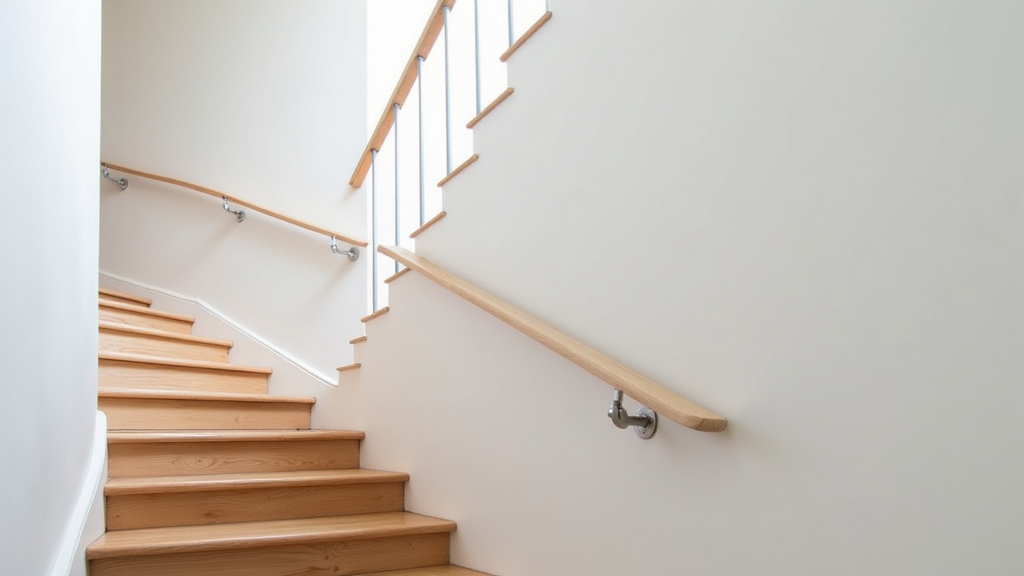 Monte-escalier droit installé dans une maison à Saint-Molf, avec un rail fixé sur un escalier classique