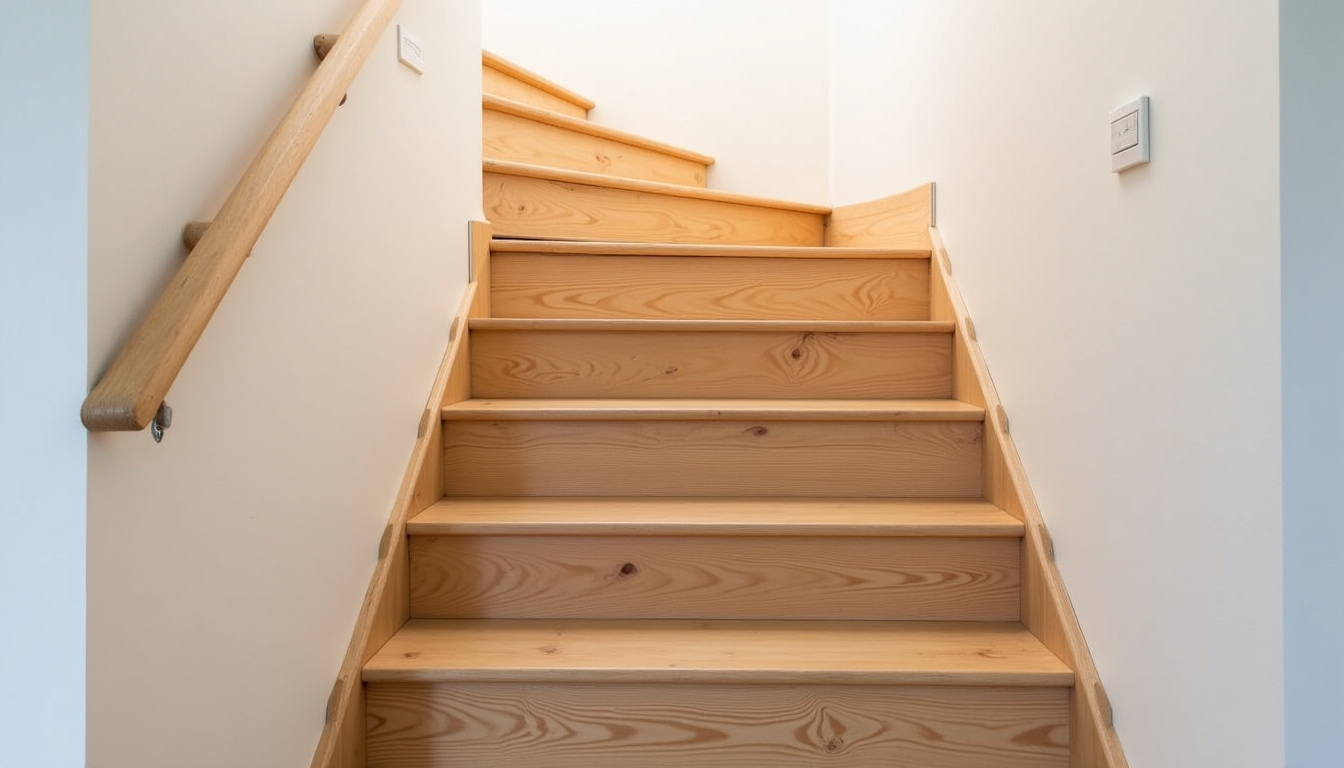 Monte-escalier droit installé dans une maison à Seyssuel, escalier en bois, siège repliable