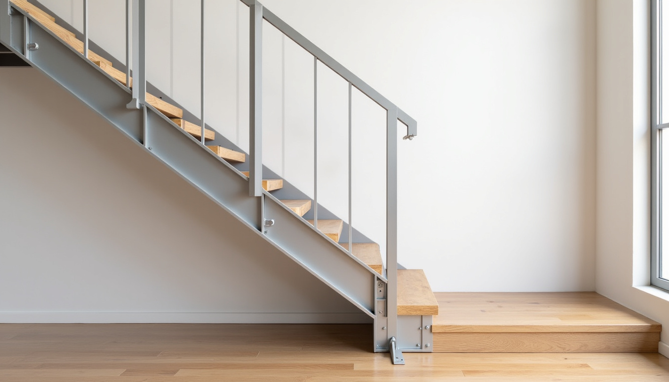 Monte-escalier droit installé sur un escalier en bois avec rampe en aluminium, adapté à une maison de Pernay