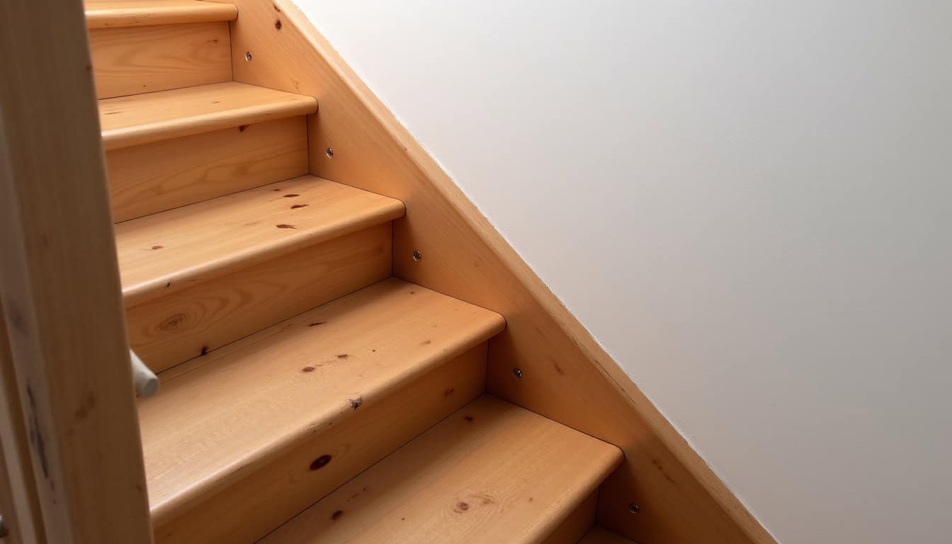 Monte-escalier droit installé sur un escalier en bois dans une maison traditionnelle du village de Le Monastier-sur-Gazeille
