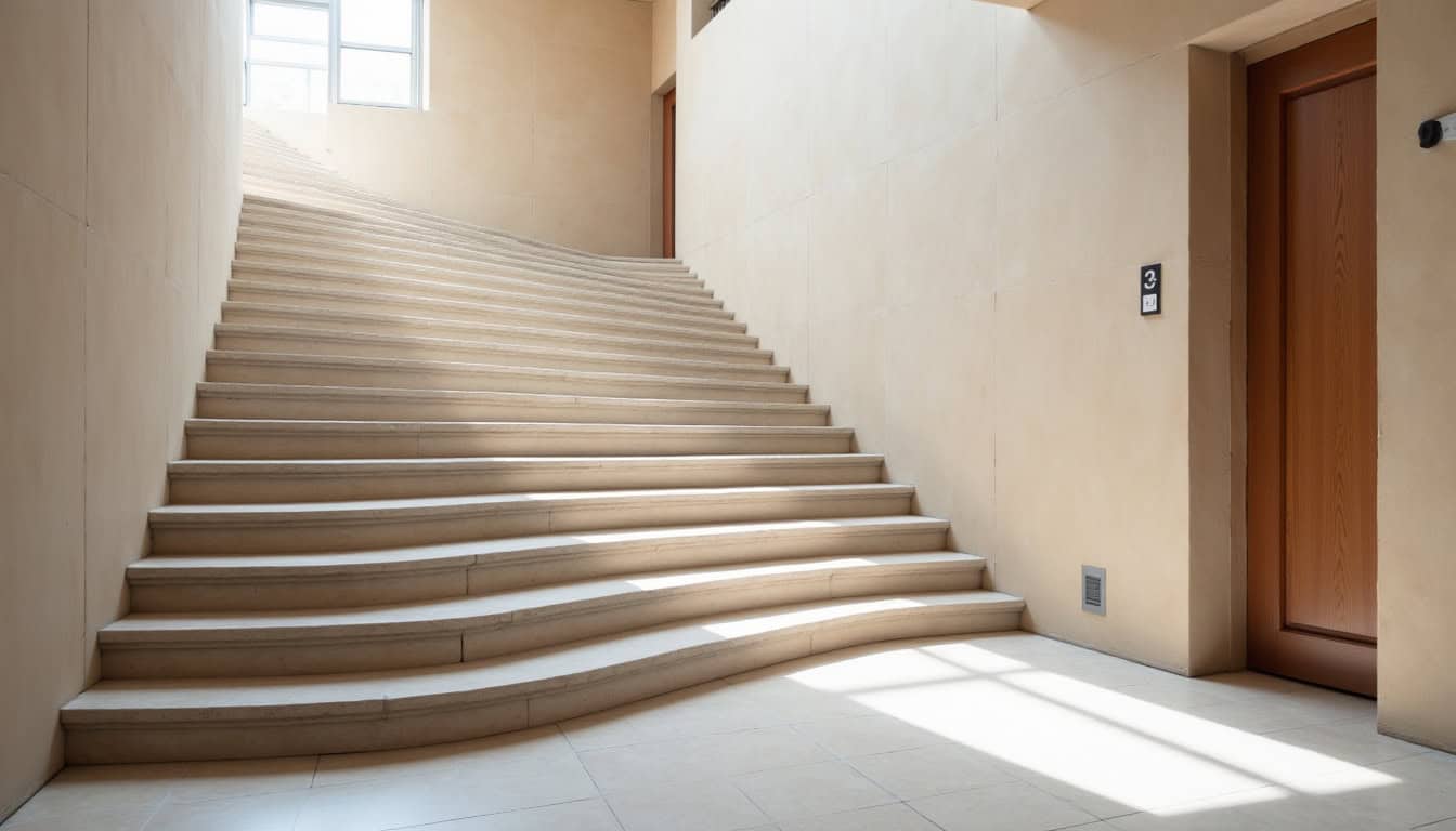 Monte-escalier droit installé sur un escalier rectiligne dans un foyer de Corrèze