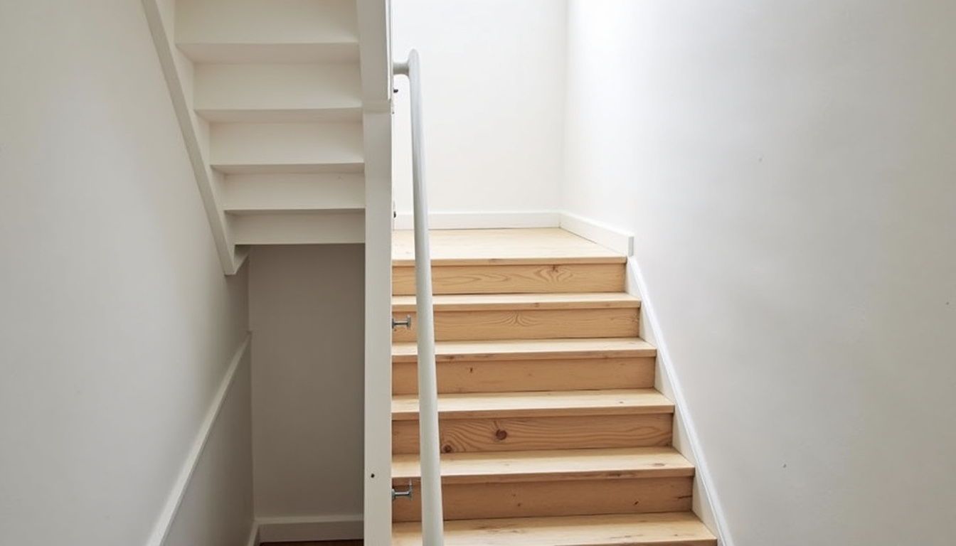 Monte-escalier droit installé sur un escalier rectiligne dans une maison ancienne à Saint-Étienne-de-Tulmont