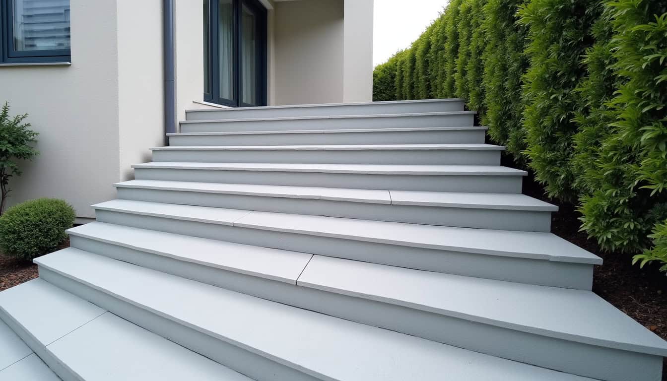 Monte-escalier extérieur installé à Montry, avec protection contre la pluie et matériaux résistants aux UV