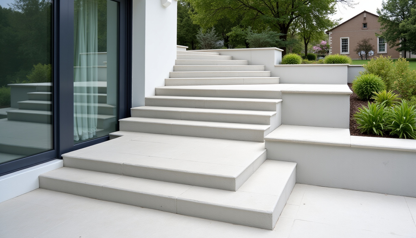 Monte-escalier extérieur installé dans un jardin à Rouvroy