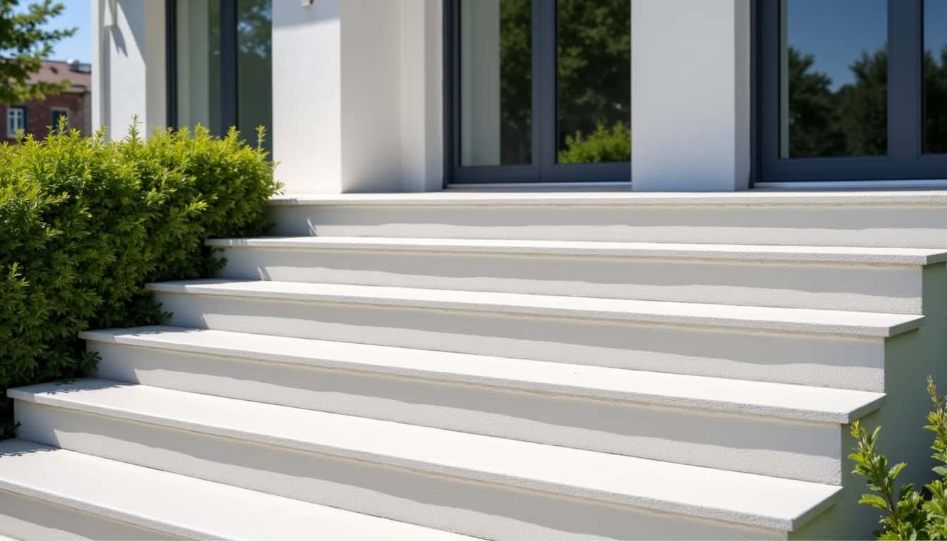 Monte-escalier extérieur installé devant une maison à Boën-sur-Lignon