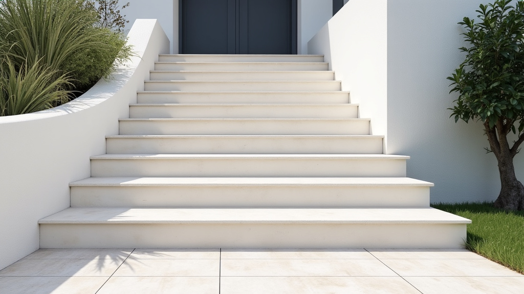 Monte-escalier extérieur installé devant une maison à Borgo en Corse