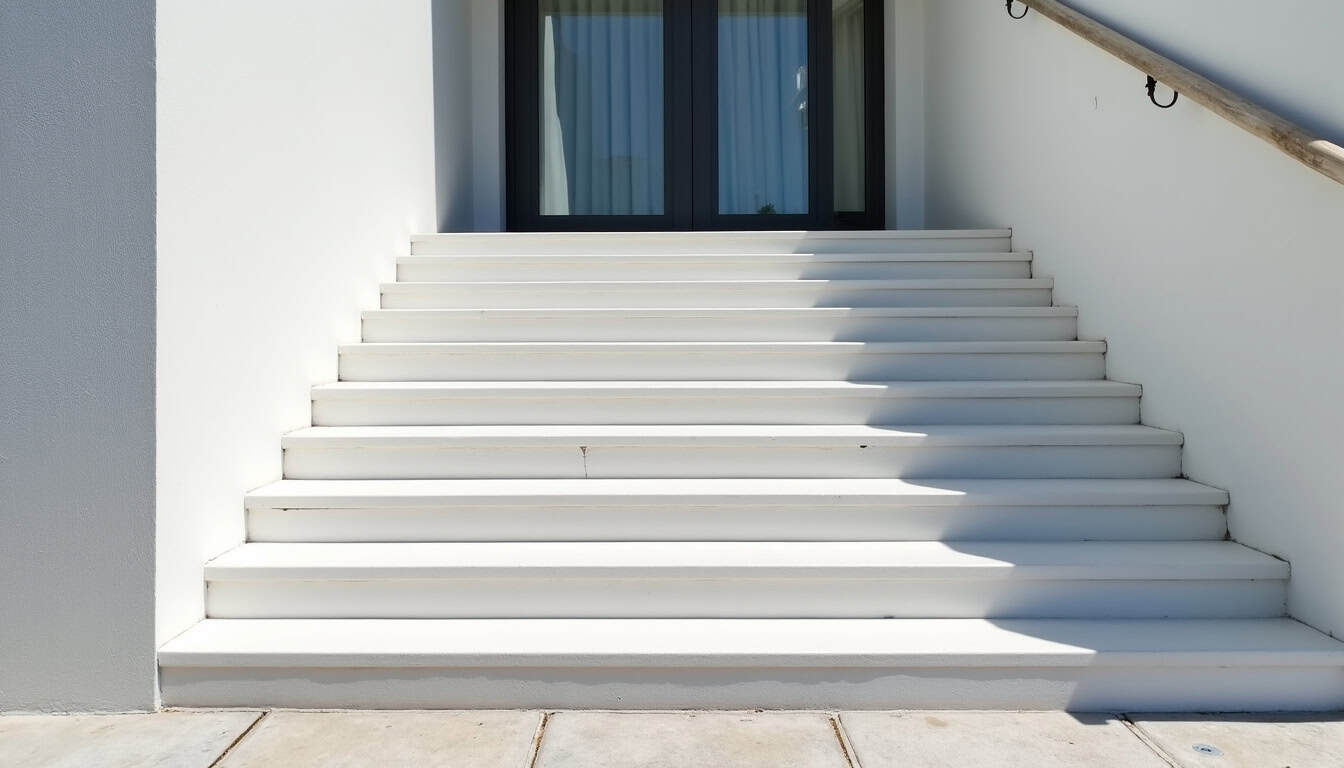 Monte-escalier extérieur installé devant une maison à L