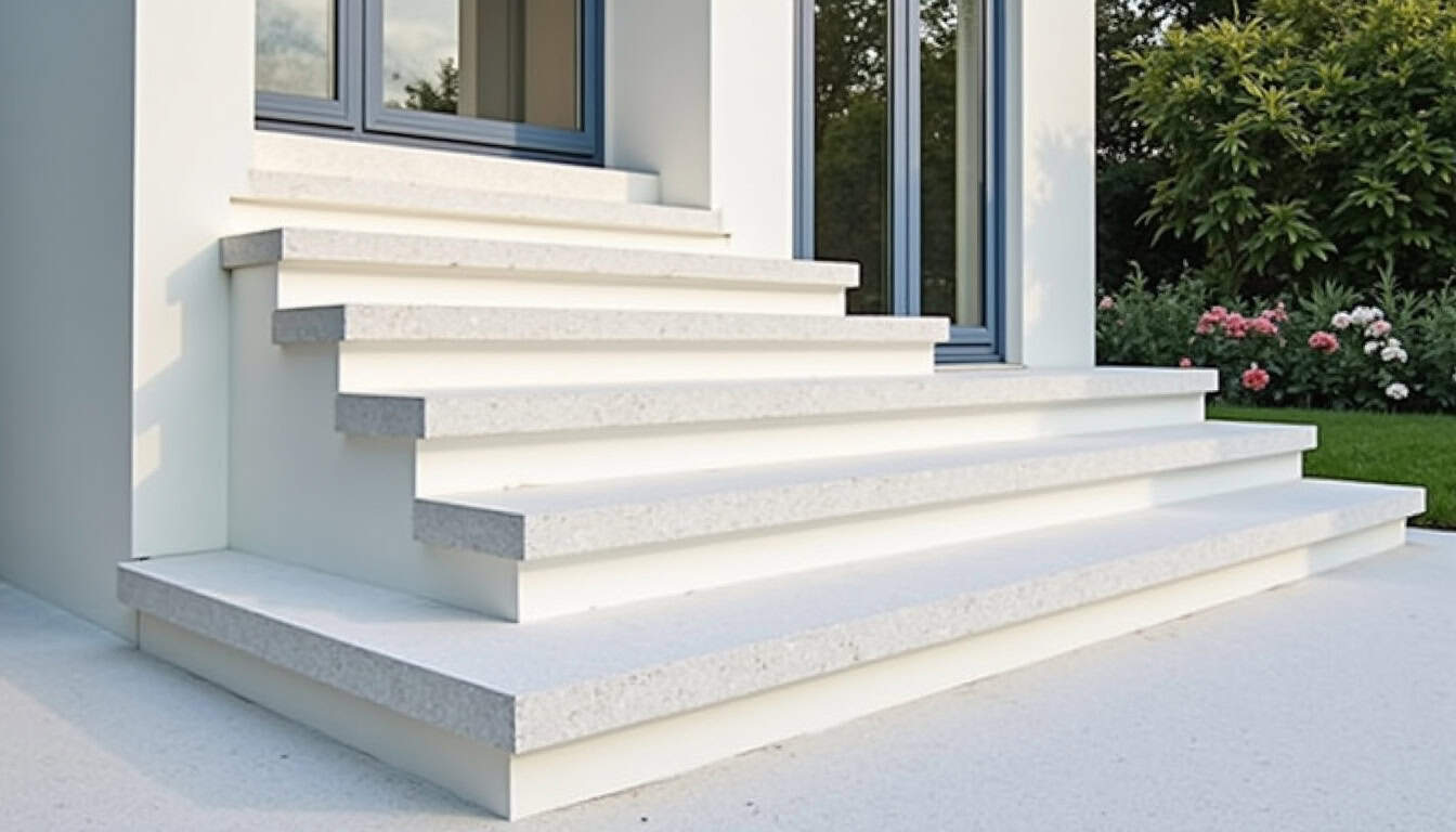 Monte-escalier extérieur installé devant une maison à La Tour-de-Salvagny