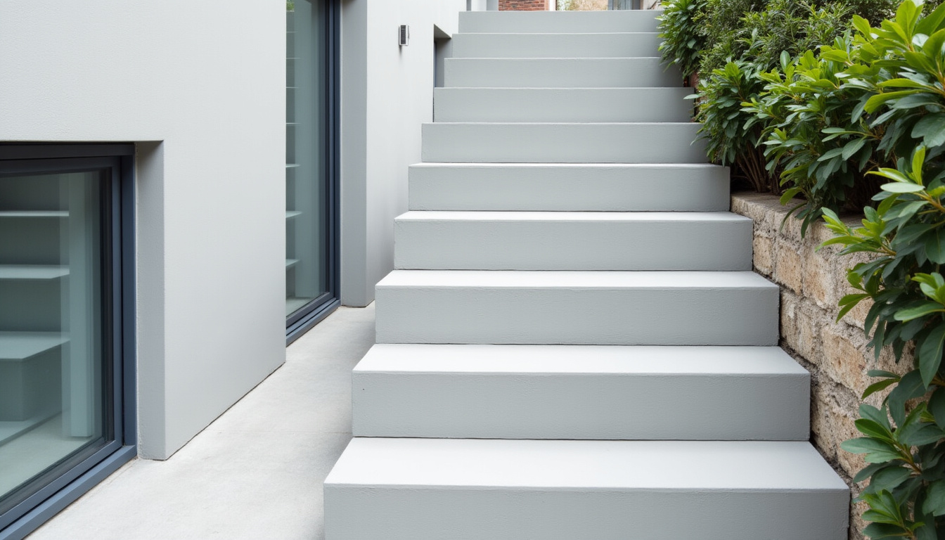 Monte-escalier extérieur installé devant une maison à Le Vernet, fonctionnant par temps de pluie