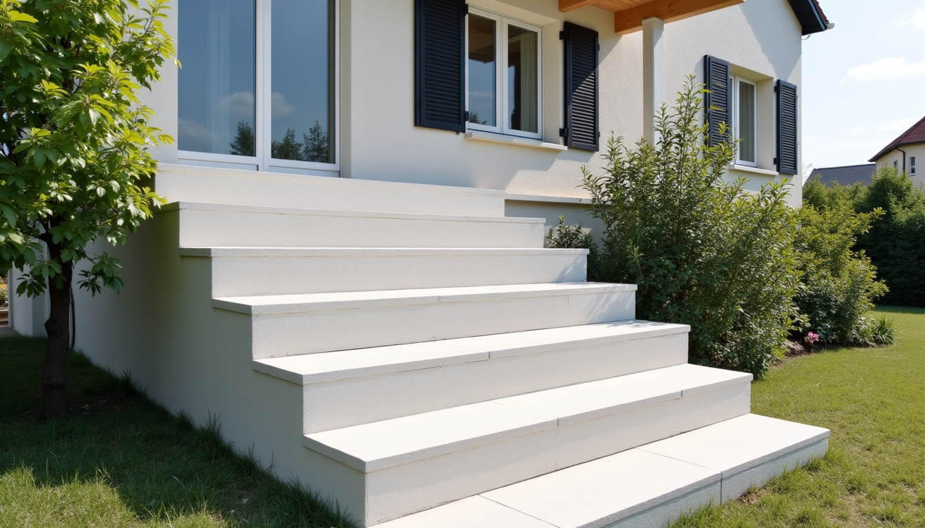 Monte-escalier extérieur installé devant une maison à Luzy en milieu rural