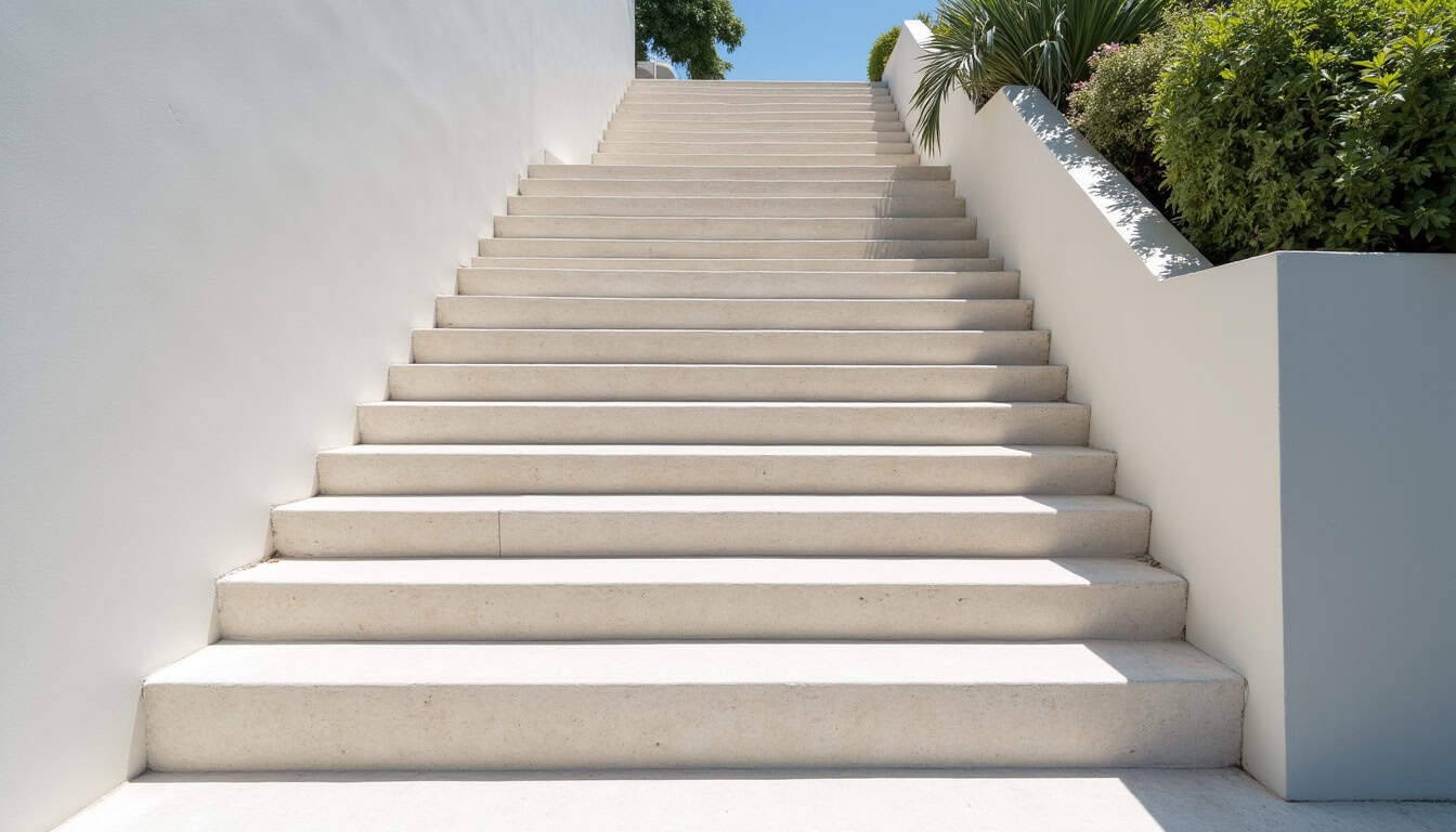 Monte-escalier extérieur installé sur un escalier en pierre à Bréhand, résistant aux intempéries bretonnes