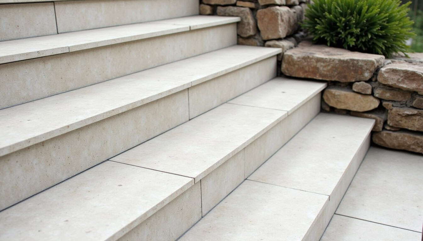 Monte-escalier extérieur installé sur un escalier en pierre à Cruas, résistant aux intempéries et intégré à l