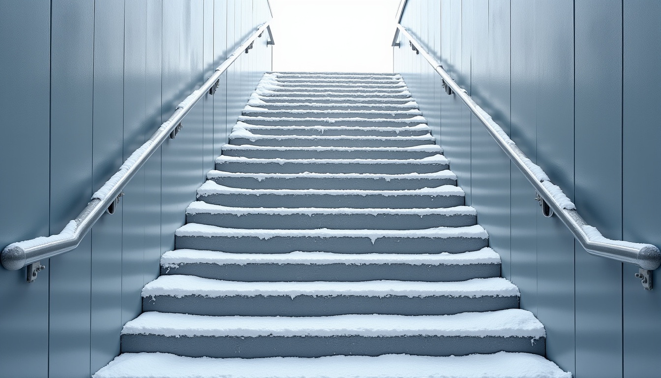 Monte-escalier extérieur installé sur un perron à Seyssuel, en conditions hivernales