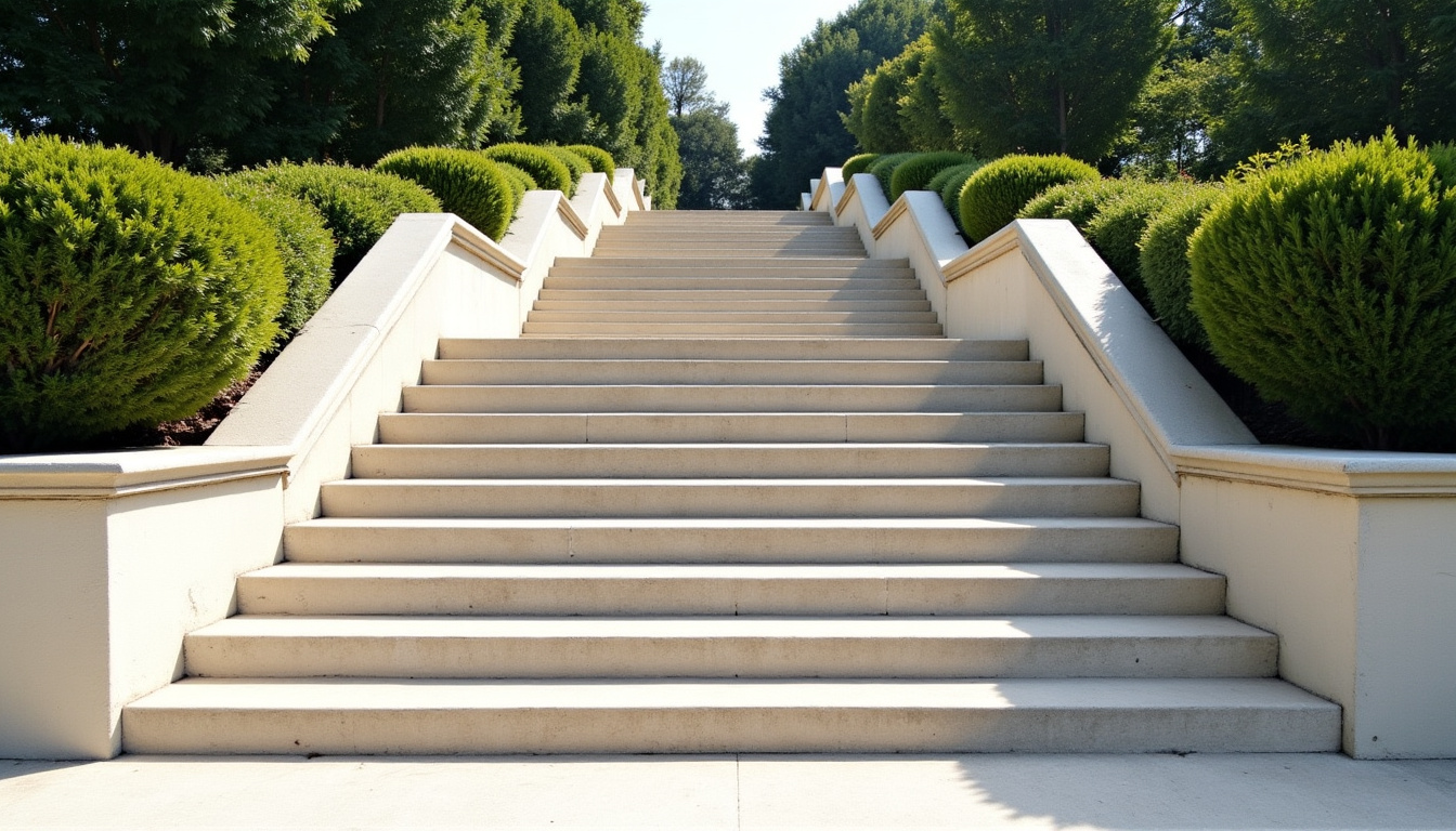 Monte-escalier extérieur permettant d’accéder au jardin à Néris-les-Bains