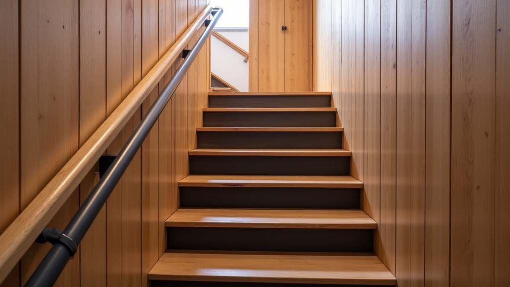 Monte-escalier installé dans un chalet à Morzine avec assise anthracite et rail marron