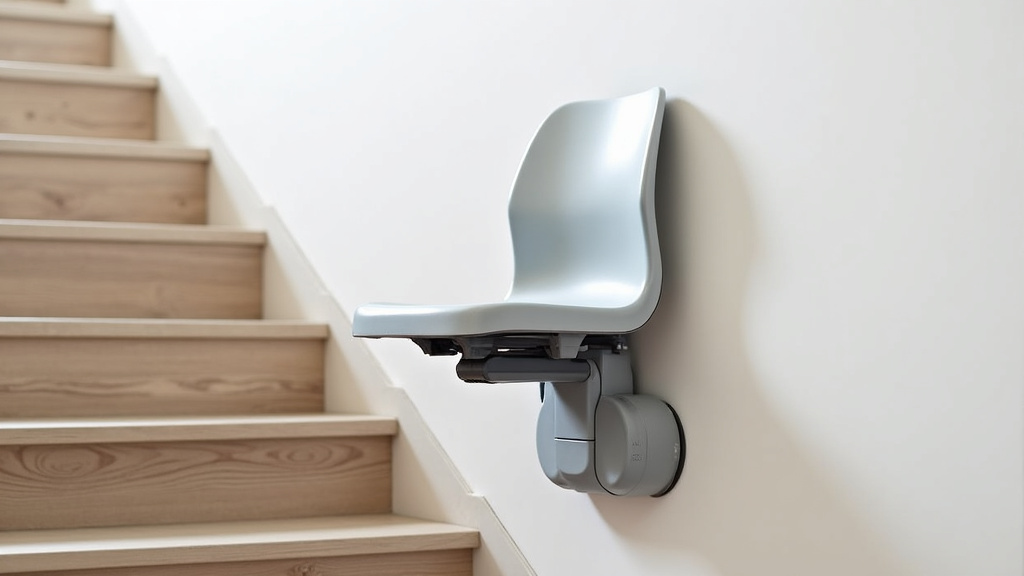 Monte-escalier installé dans une maison à Saint-Brevin-les-Pins, montrant un siège ergonomique sur un escalier droit