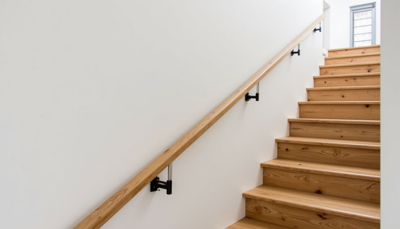 Monte-escalier installé dans une maison traditionnelle à Sainte-Feyre, avec un rail discret le long d’un escalier en bois