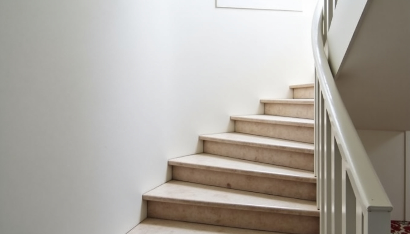 Monte-escalier intérieur installé dans une maison à Le Vernet, montrant le siège sur rail dans un escalier droit