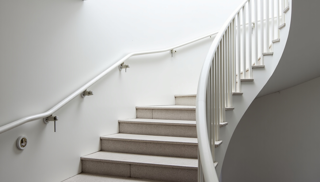 Monte-escalier sur rail courbe installé dans un escalier tournant à Saint-Ouen-d