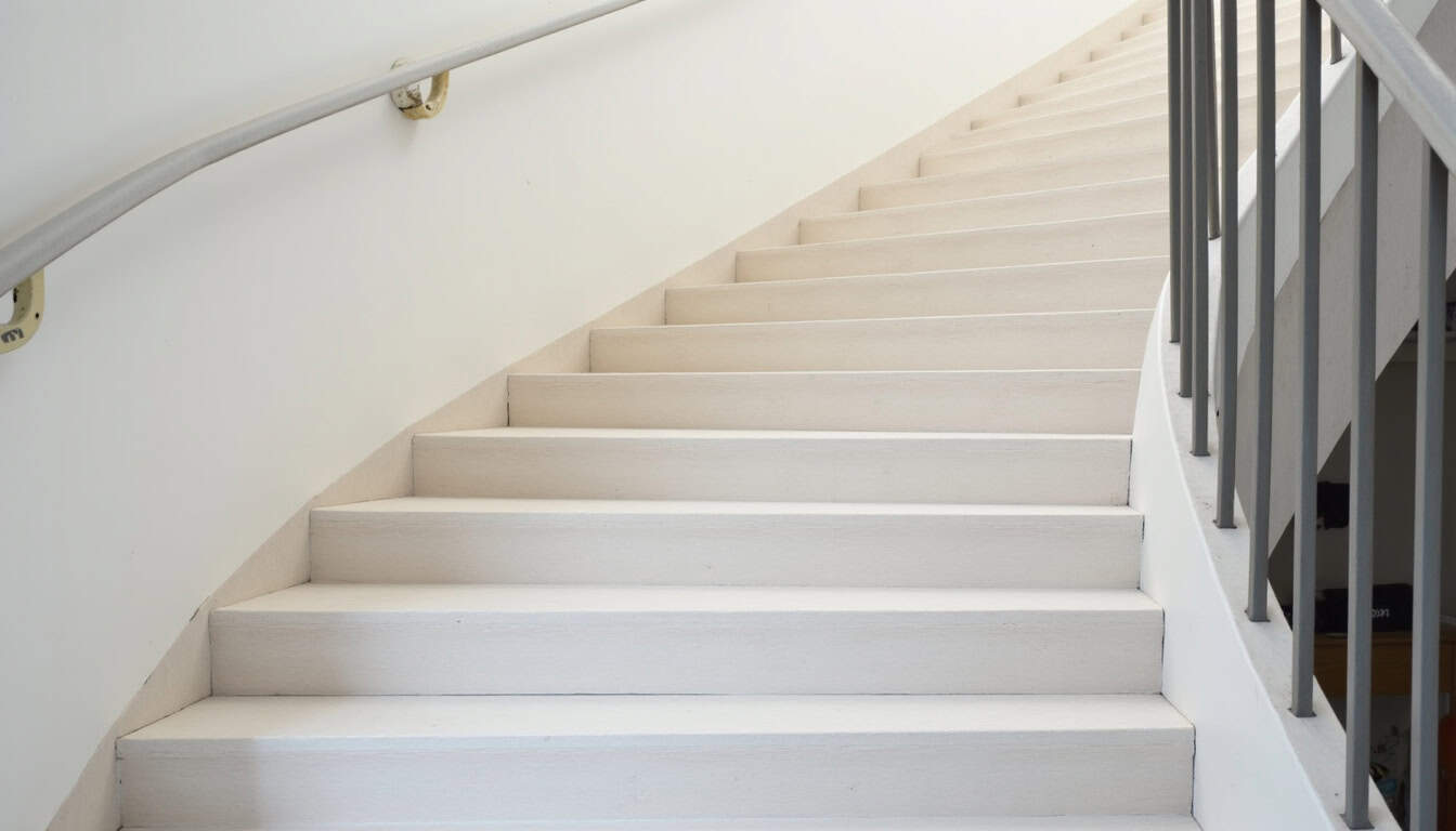 Monte-escalier tournant en cours d’utilisation dans une maison de Thury-Harcourt-le-Hom