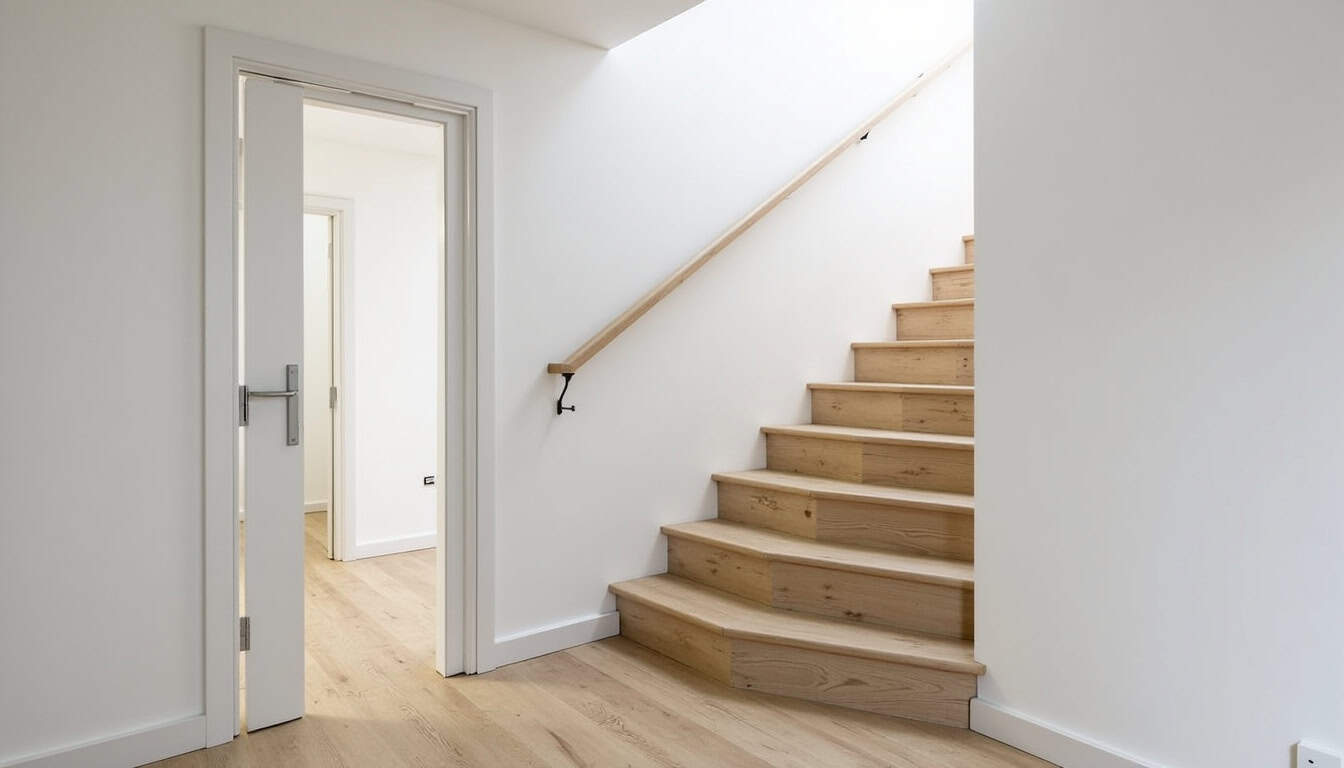 Monte-escalier tournant installé dans un escalier en virage à Châtillon-Saint-Jean